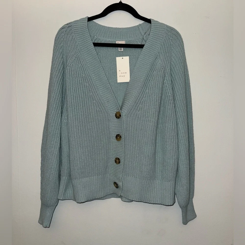 NWT A NEW DAY women’s green Blue button front cardigan sweater XXL ✨ - Picture 1 of 6